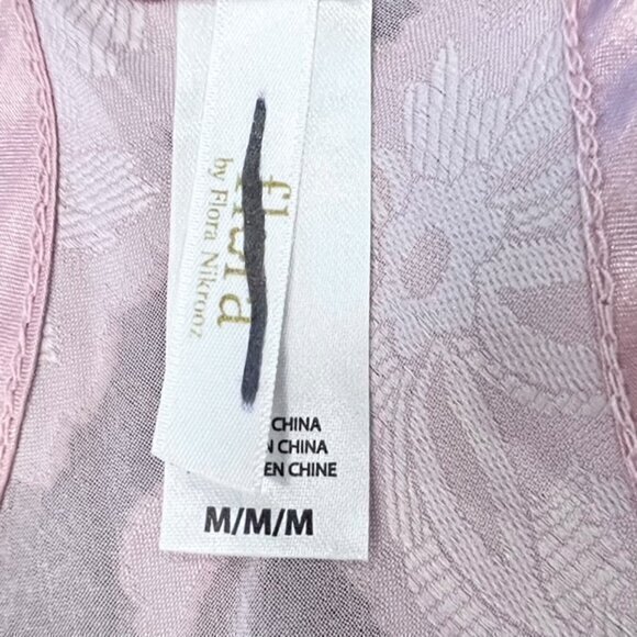 Flora by Flora Nikrooz Lingerie Chemise Slip Dress Robe Set Light Pink Floral - Picture 5 of 16